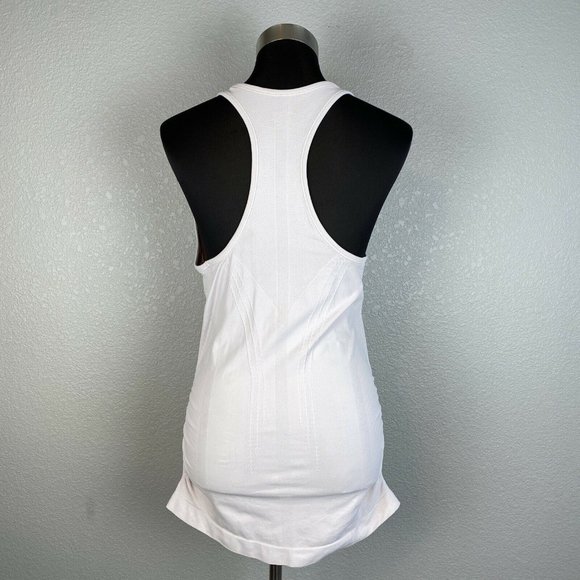 Athleta Womens Speedlight Racerback Tank Top M Medium Pale Pink Ruched Seamless - Picture 4 of 11